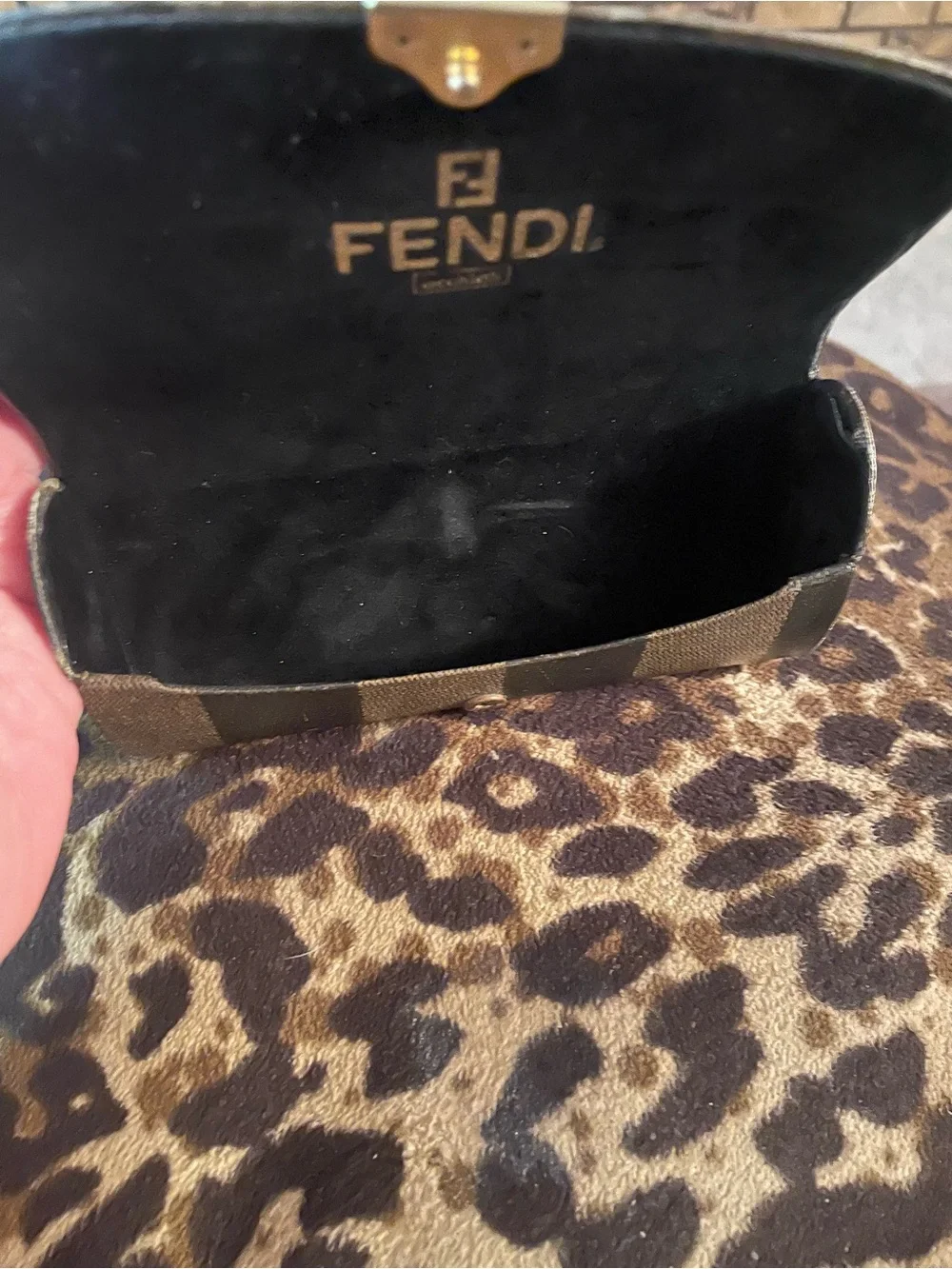 Vintage Fendi Brown and Black Striped glasses  Case